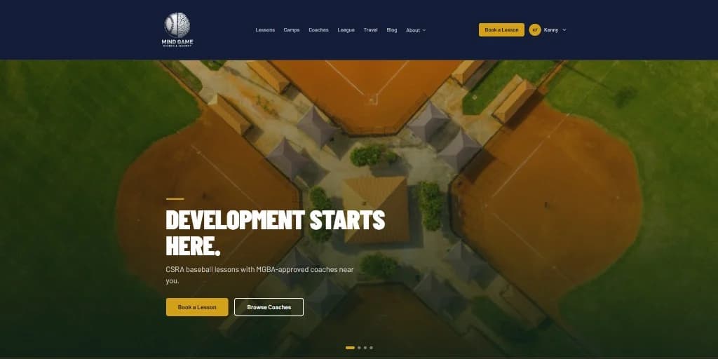 Mind Game Baseball Academy homepage